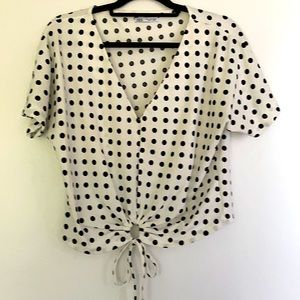 Zara Polka Dot VNeck Top